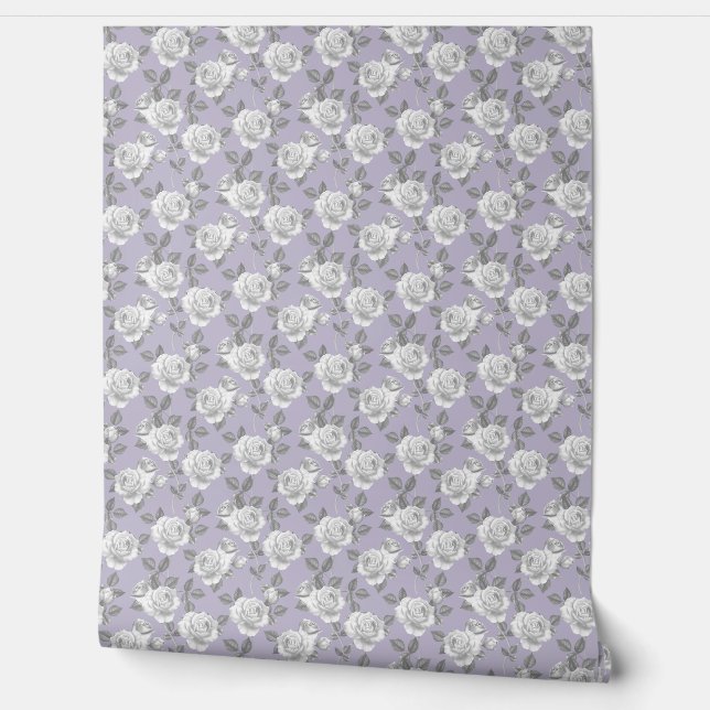 Elegant Rose Garden in Lavender Wallpaper (Unrolling)