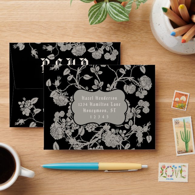 Elegant Rose Garden Wedding RSVP Response   Envelope (Desk)