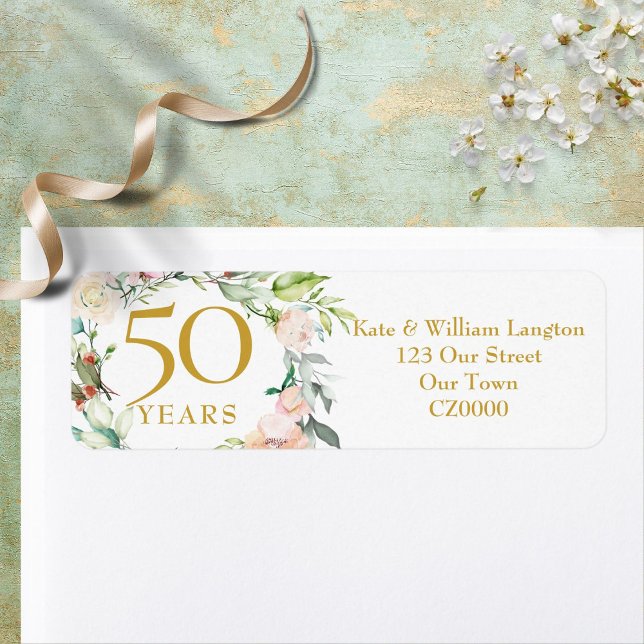 Élégant Rose Garland 50e Anniversaire Adresse (Créateur téléchargé)