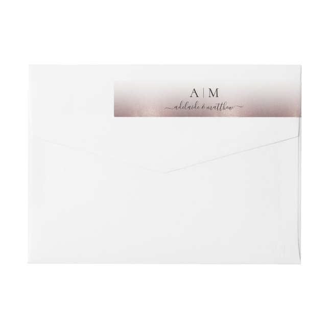 Elegant Rose Glitter Wedding Monogram Name Script Wrap Around Label (Back)
