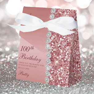 Elegant Rose Gold 100th Birthday Favor Box