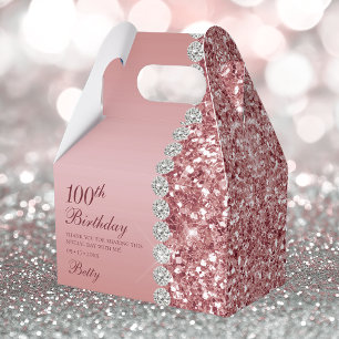Elegant Rose Gold 100th Birthday Favor Box