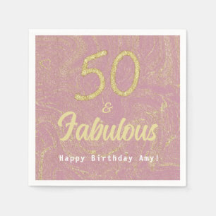Elegant Rose Gold 50 And Fabulous 50th Birthday Napkin