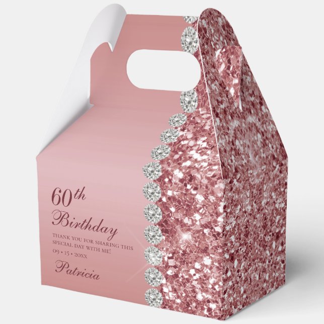 Elegant Rose Gold 60th Birthday Favor Box (Front)