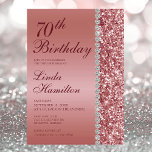 Elegant Rose Gold 70th Photo Birthday Invitation<br><div class="desc">This elegant rose gold glitter and diamond sided 70th Birthday Photo invitation is perfect for your or your loved one's seventieth birthday party. It's chic, trendy and stylish while at the same time being classy. The modern yet traditional fonts are crisp and clean and make this invitation unique and one-of-a-kind....</div>