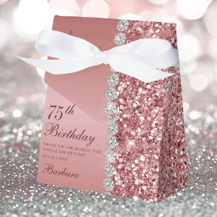 Elegant Rose Gold 75th Birthday Favor Box