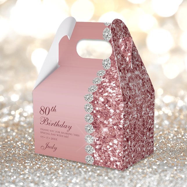 Elegant Rose Gold 80th Birthday Favor Box (Creator Uploaded)