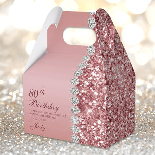 Elegant Rose Gold 80th Birthday Favor Box