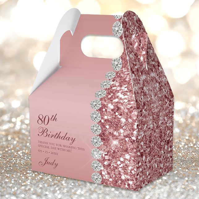 Elegant Rose Gold 80th Birthday Favor Box (Creator Uploaded)