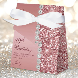 Elegant Rose Gold 80th Birthday Favor Box