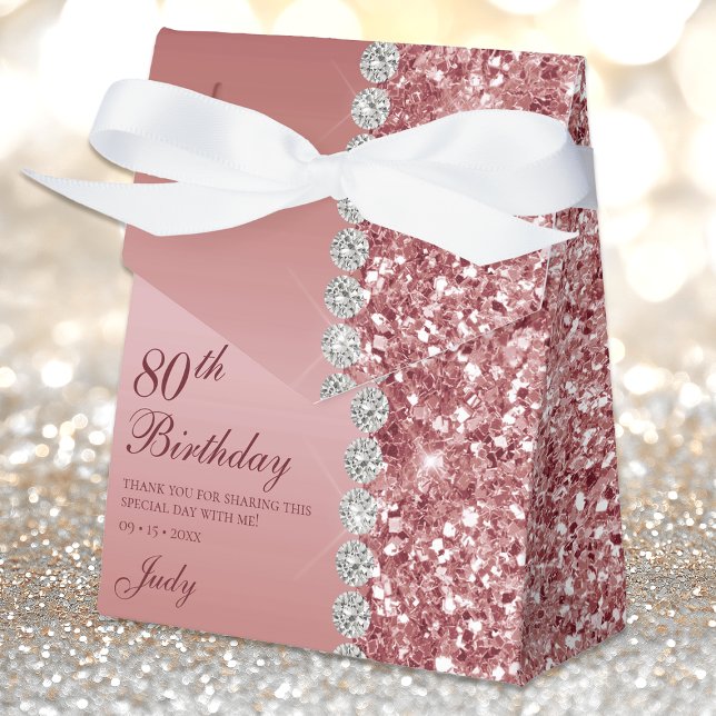 Elegant Rose Gold 80th Birthday Favor Box (Creator Uploaded)
