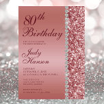 Elegant Rose Gold 80th Photo Birthday Party Invitation<br><div class="desc">This elegant rose gold glitter and diamond sided 80th Birthday invitation is perfect for your or your loved one's eightieth birthday party. It's chic, trendy and stylish while at the same time being classy. The modern yet traditional fonts are crisp and clean and make this invitation unique and one-of-a-kind. Being...</div>