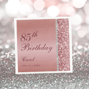 Elegant Rose Gold 85th Birthday Napkin