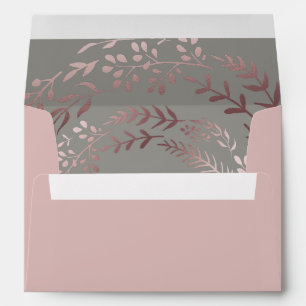 Elegant Rose Gold and Grey Lined Wedding Envelope