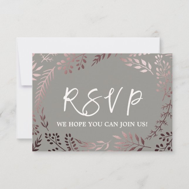Elegant Rose Gold and Grey Song Request RSVP Card (Front)