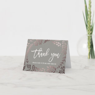 Elegant Rose Gold and Grey Thank You Card