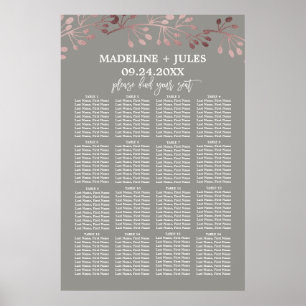 Elegant Rose Gold and Grey Wedding Seating Chart