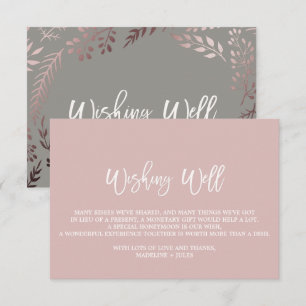 Elegant Rose Gold and Grey Wedding Wishing Well Enclosure Card