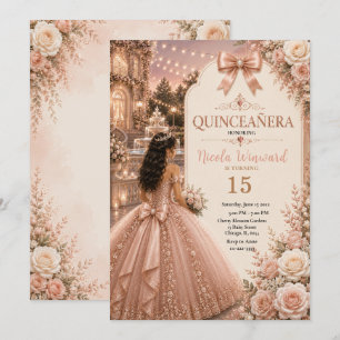 Elegant Rose Gold and Ivory Quince Invitation