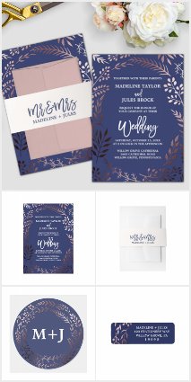 Elegant Rose Gold and Navy Wedding Collection