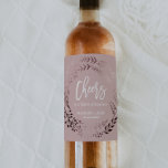 Elegant Rose Gold and Pink "Cheers" Wedding Wine Label<br><div class="desc">These elegant rose gold and pink "cheers" wedding wine labels are perfect for a classy wedding. The design features a stunning faux rose gold foil leafy frame on a blush pink background and is paired with a dazzling cursive font. Personalize the wine bottle stickers with the name of the bride...</div>