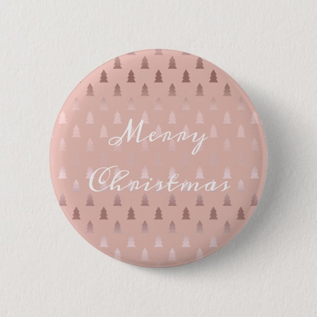 Elegant rose gold and pink Christmas tree pattern 2 Inch Round Button (Front)