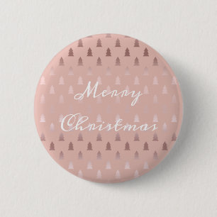 Elegant rose gold and pink Christmas tree pattern 2 Inch Round Button