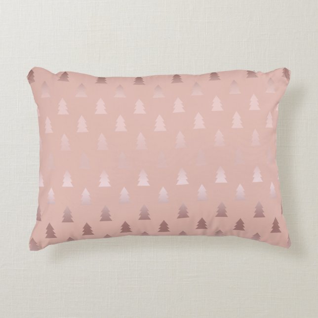 Elegant rose gold and pink Christmas tree pattern Decorative Pillow (Front)