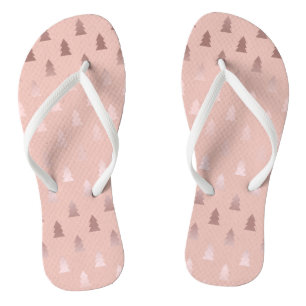 Elegant rose gold and pink Christmas tree pattern Flip Flops