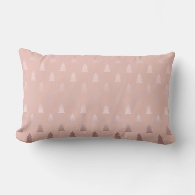 Elegant rose gold and pink Christmas tree pattern Lumbar Pillow (Front)