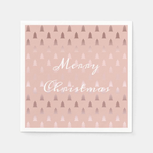Elegant rose gold and pink Christmas tree pattern Napkin (Front)