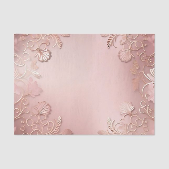 Elegant Rose Gold And Pink  Floral Tissue Paper (Front)