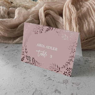 Elegant Rose Gold and Pink Wedding Escort Place Table Number