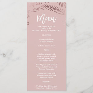 Elegant Rose Gold and Pink Wedding Menu Card