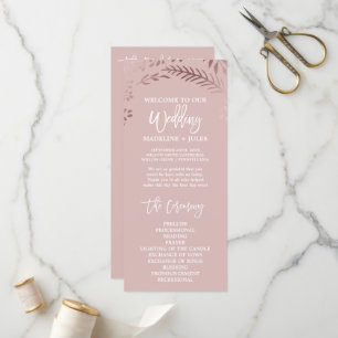 Elegant Rose Gold and Pink Wedding Program