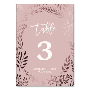 Elegant Rose Gold and Pink Wedding Table Number
