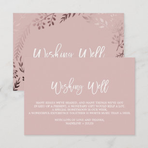 Elegant Rose Gold and Pink Wedding Wishing Well Enclosure Card