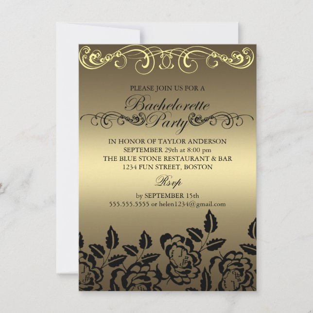 Elegant Rose Gold Bachelorette Party Invitation (Front)