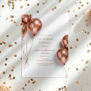 Elegant Rose Gold Balloon Birthday Party Invitatio Invitation