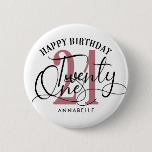 Elegant Rose Gold & Black 21st Birthday 2 Inch Round Button