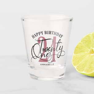 Elegant Rose Gold & Black 21st Birthday  Shot Glass