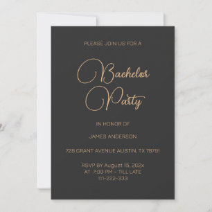 Elegant Rose Gold & Black Bachelor Party Invitation