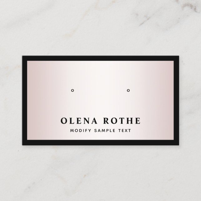 Elegant  Rose Gold  Black Border Earring Display  Calling Card (Front)