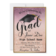 Elegant Rose Gold & Black Glitter Graduation