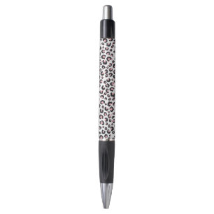 Elegant Rose Gold Black Leopard Animal Print Pen