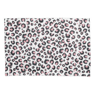Elegant Rose Gold Black Leopard Animal Print Pillowcase