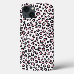 Elegant Rose Gold Black Leopard Pattern iPhone 13 Case
