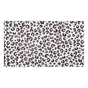 Elegant Rose Gold Black Leopard Pattern Name Tag