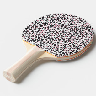 Elegant Rose Gold Black Leopard Pattern Ping Pong Paddle