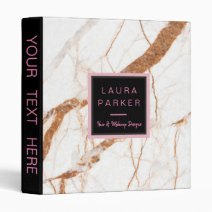 Elegant Rose Gold Black Marble Trendy Binder